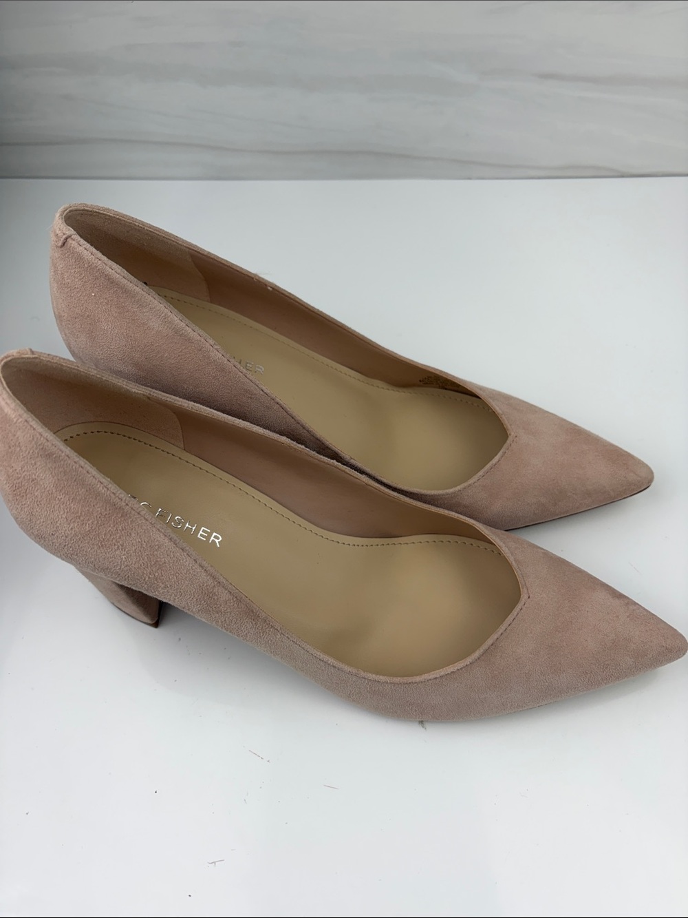 Marc Fisher Blush Pink Suede Pointed Toe Pumps - Picture 6 of 9